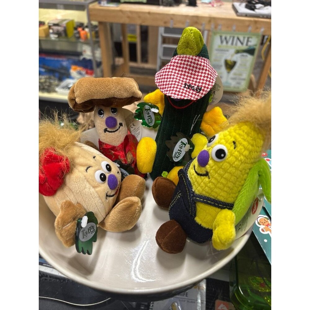 Toybox Collectible Plush Vegetables Set Of 4 With Fun Faces & Outfits For Kids &